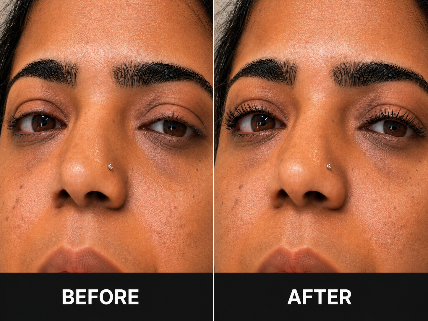 Real client before and after brow tinting result