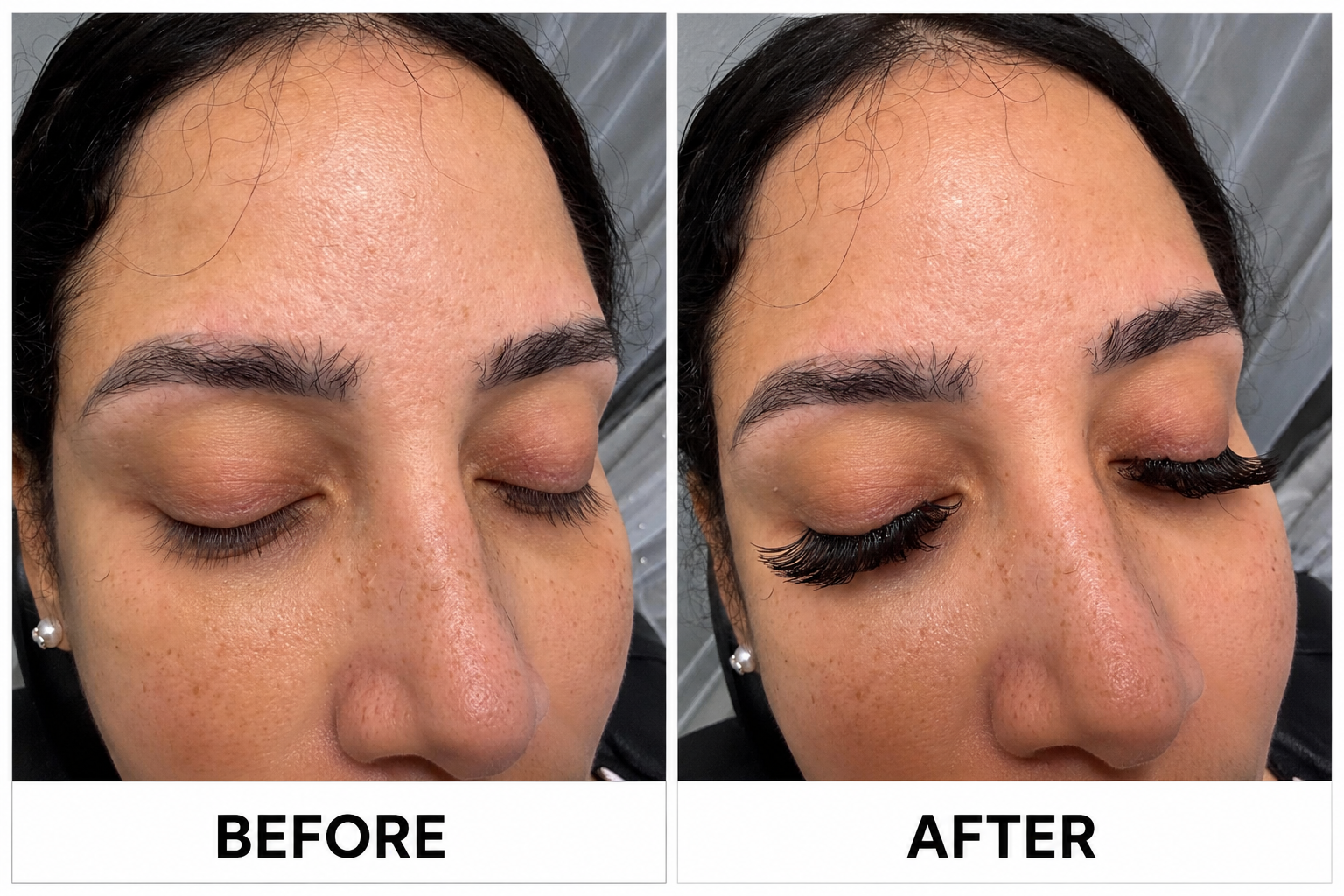Real client before and after brow tinting result