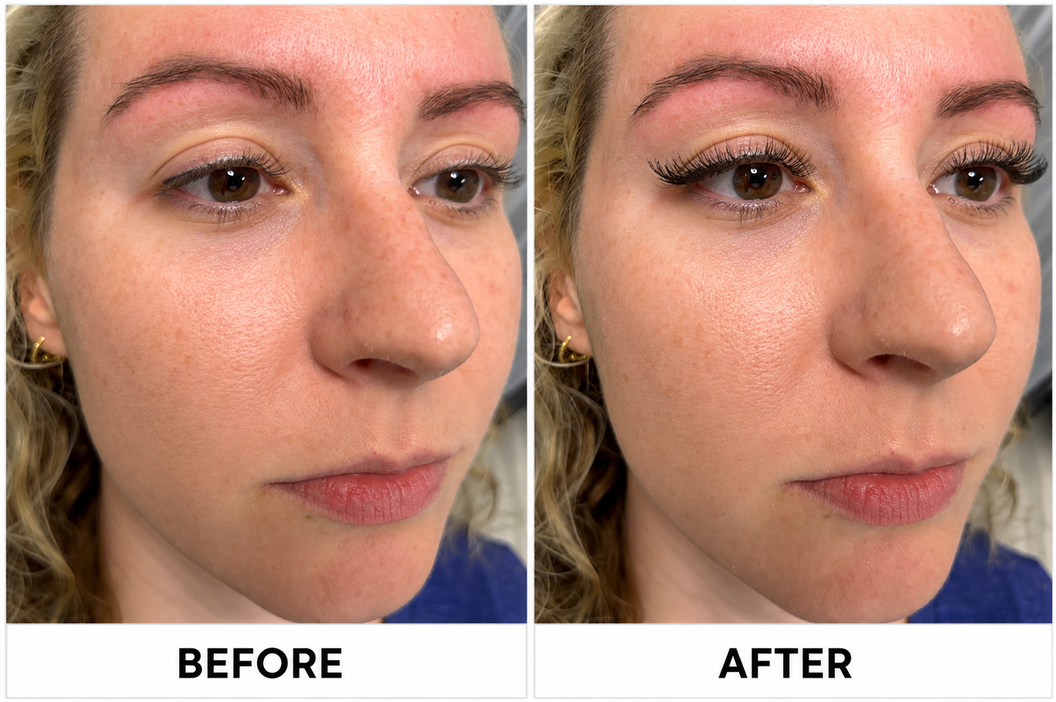 Real client before and after brow tinting result