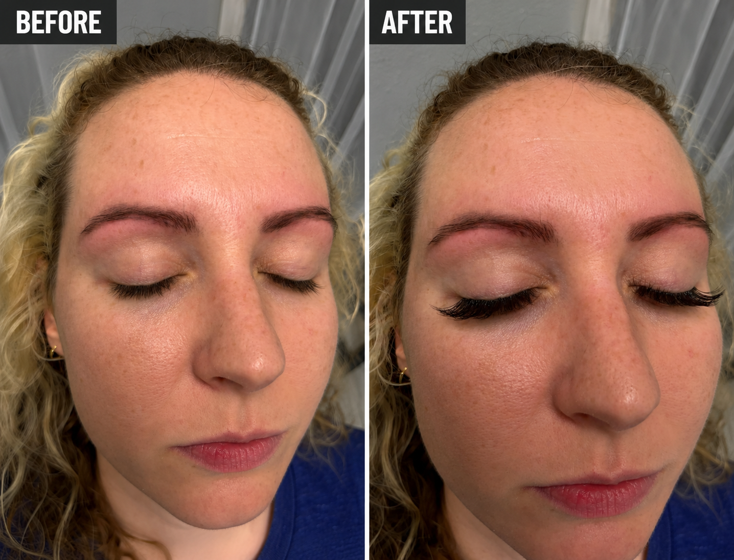Real client before and after brow tinting result