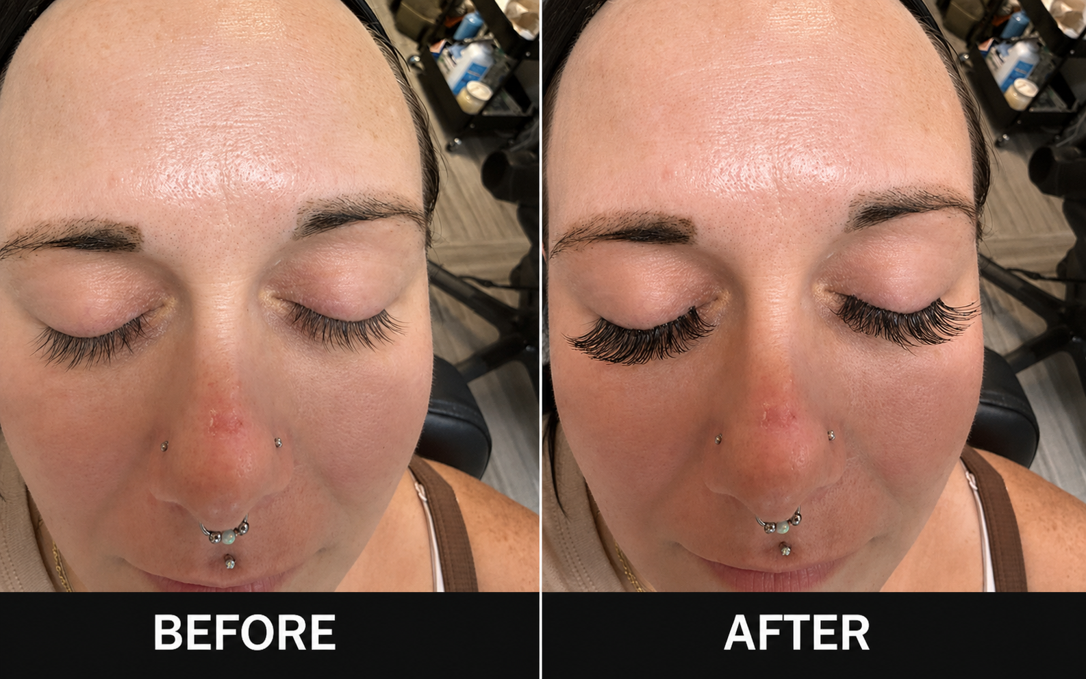 Real client before and after brow tinting result