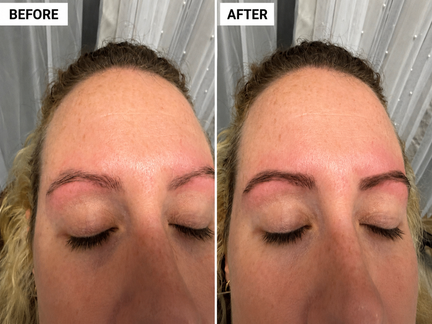 Real client before and after brow tinting result